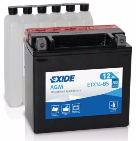 Аккумулятор Exide ETX14-BS AGM 12 V 12 AH 200 A ETN 1 B0, Exide